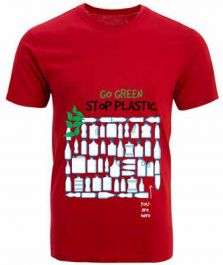Cotton T-Shirt : Go Green Stop Plastic - Red
